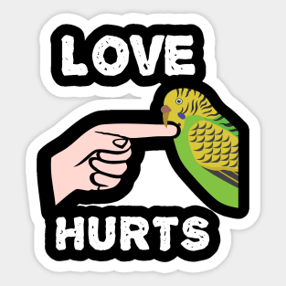 Love Hurts Budgie Parakeet Parrot Biting Sticker